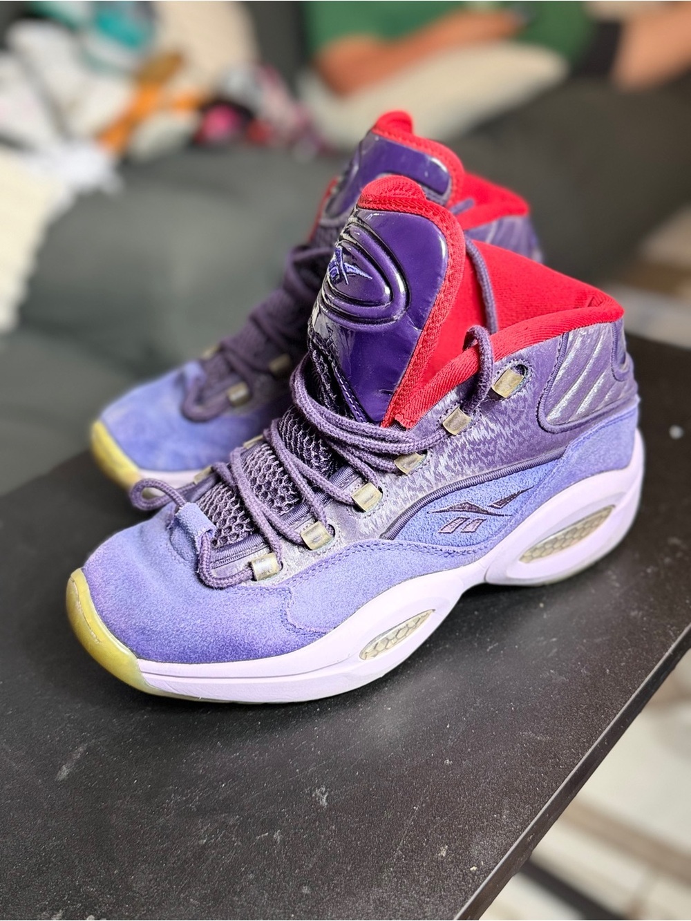 Reebok Men's Purple and Red High-Top Athletic Basketball Shoes